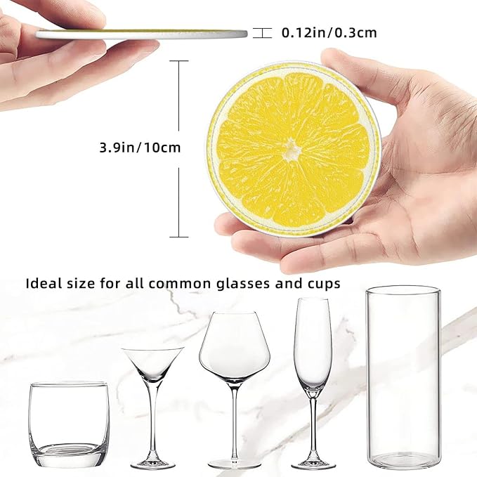 6 Pack Yellow Lemon Coaster for Drinks - Image 4