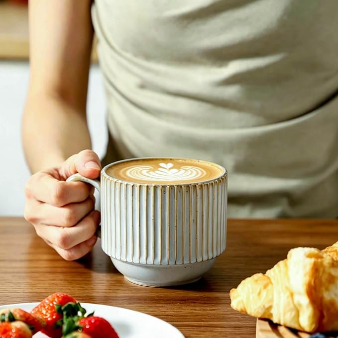 HASENSE Stackable Coffee Mugs, 15 Oz Ceramic Coffee Mugs - Image 7