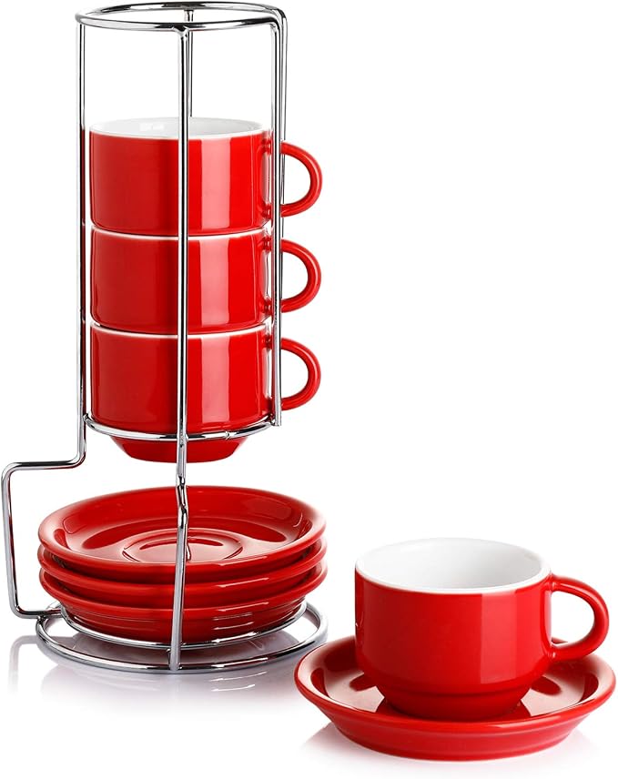 Sweese 4 Ounce Porcelain Stackable Espresso Cups by Sweese