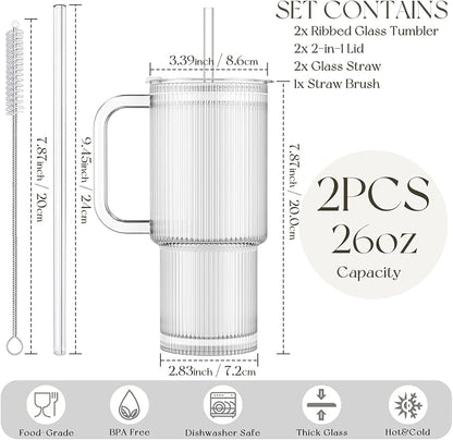 KEMORELA 24oz Ribbed Glass Tumbler - Image 3