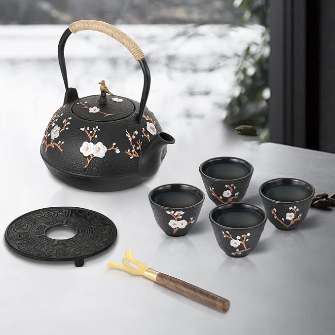 Dyna-Living Cast Iron Teapot 40.6oz Japanese Tea Kettle Set - Image 8