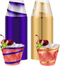 Gejoy 9 oz Rimmed Swirl Plastic Cups Disposable Wine Drinking Cups Clear Elegant Halloween Tumblers for Christmas Party Supplies(Purple, Gold,100 Pcs)
