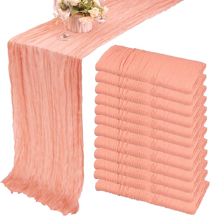 12 Pack 13Ft Cheesecloth Table Runner 35x157 Inch Boho Gauze Table Runner by Fivenl