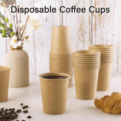 LITOPAK 300 Pack Disposable Coffee Cups, 8 oz Kraft Paper Cups | Large bulk - Image 3