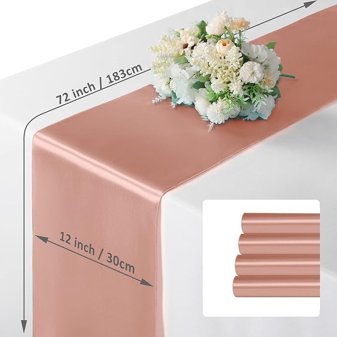 Manyshofu Rose Gold Satin Table Runner 12x72 - Image 4