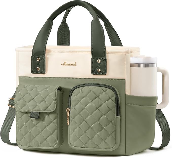 LOVEVOOK Insulated Lunch Bag for Women, Elegant Quilted Stitching Lunch Tote by LOVEVOOK
