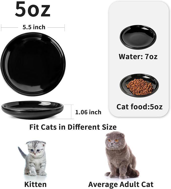 3 PCS Ceramic Cat Bowls, 5.5 in Pet Food Bowl Cat Dishes - Image 2