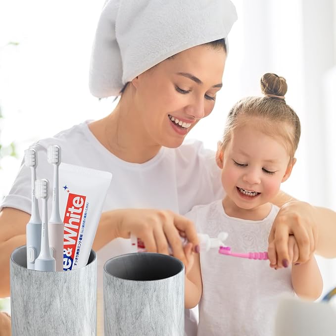 Marble Grey Toothbrush Holders for Bathrooms - Image 2