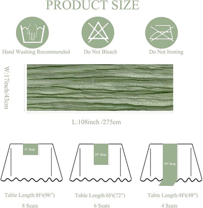 3Pack Sage Green Cheesecloth Table Runner 17x108inch Sheer Table Runners | Sage - Image 3