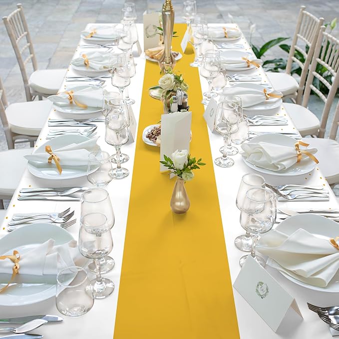 12Pcs White and Gold Tablecloth Party Decorations, Plastic White Table Cloth - Image 6