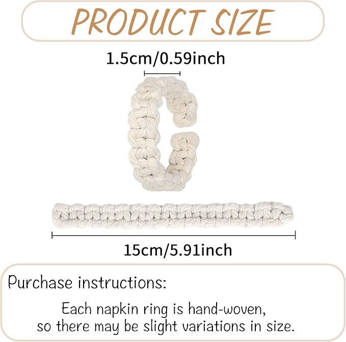 Meplait Napkin Rings Set of 12, Boho Napkins Holders Ring - Image 7
