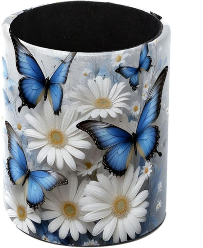 Butterflies and Daisies Leather Pen Holder by Unknown