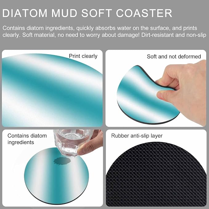 Ombre Turquoise Coasters Set of 6, Modern Minimalist Geometric Gradient Color - Image 9