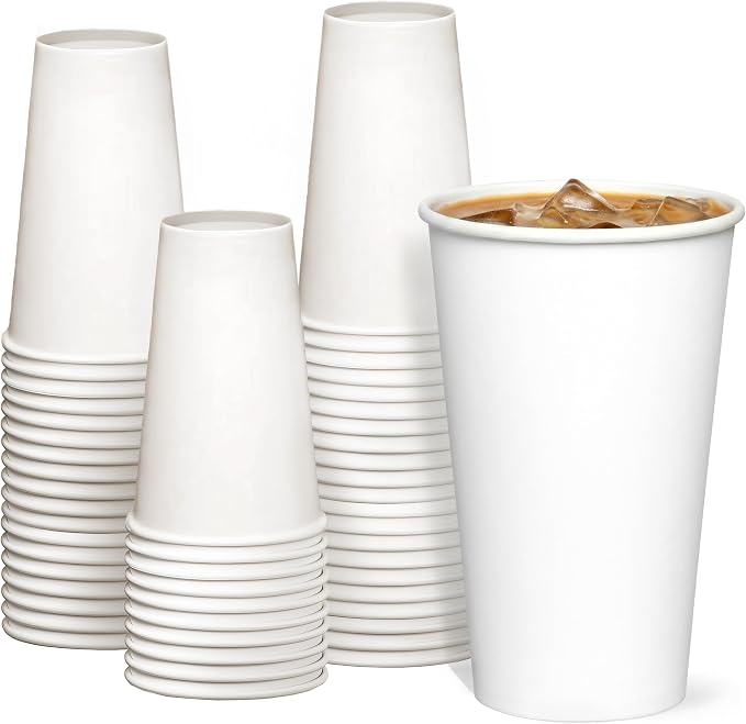 GUSTO 16 oz Disposable White Paper Cups Hot Coffee Cups | Eco-Friendly Material by GUSTO
