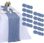 10 Pack Dusty Blue Cheesecloth Table Runner 17 x 108 Inch | Boho Gauze Fabric by RestfulGlow