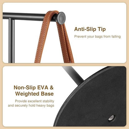 niffgaff T Bar Purse Display Stand Tabletop: Adjustable Height Handbag Holder, Countertop Hanging Rack for Long Necklace Scarf Lanyard, Black