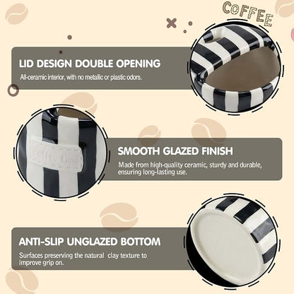 Ceramic Coffee Mugs 10 oz Retro Striped Coffee Mug No Handle - Image 5