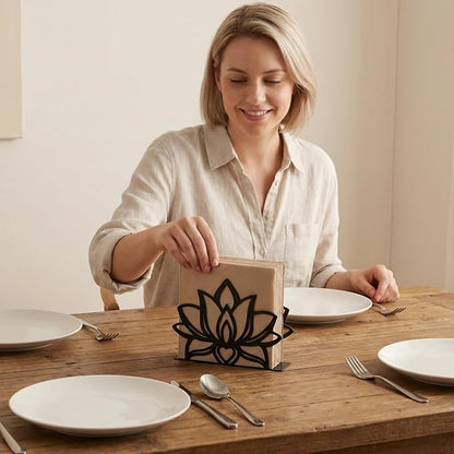 2Pack Lotus Napkin Holder for Table, Modern Metal Black Napkin Holders for - Image 5
