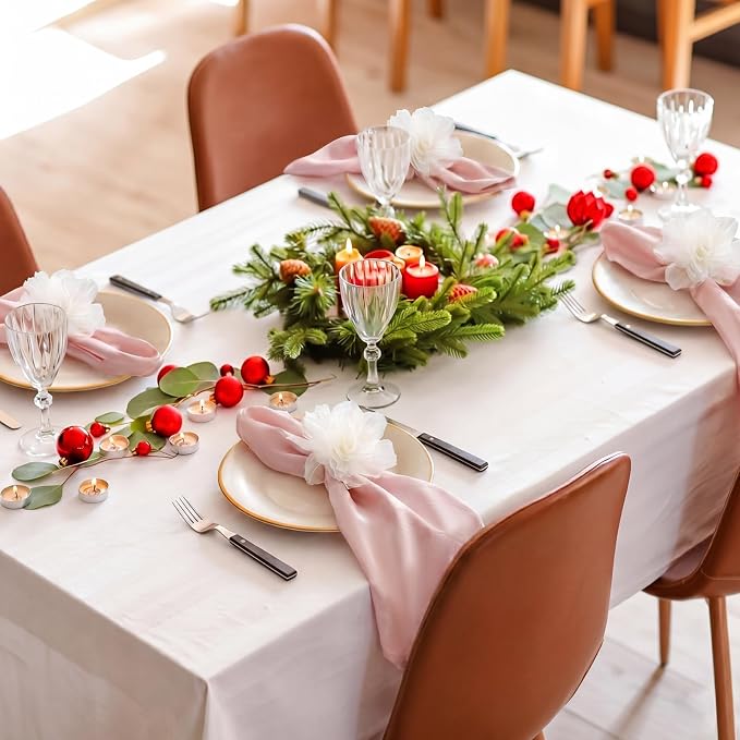 Flower Napkin Rings Set of 12 Wooden White Mesh Flower Handmade Napkin Holders - Image 5