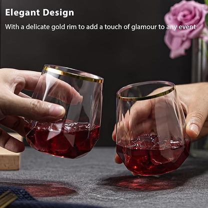 40 Pack Plastic Wine Glasses, 12Oz Origami Disposable Wine Glasses Unbreakable Clear Plastic Cocktail Glasses Recyclable Shatterproof Reusable Wine Cups
