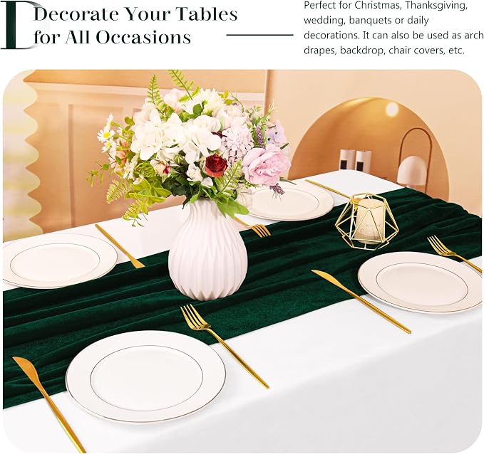 Velvet Table Runner 20 x 120 Inches 10ft Luxurious Thick Soft Velvet Christmas - Image 5