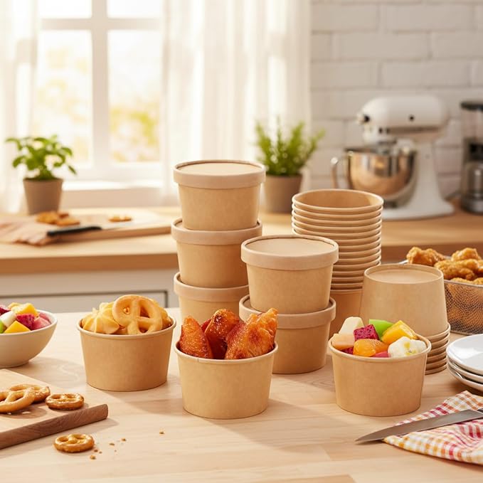 Fulmoon 100 Pack Paper Soup Containers - Image 3