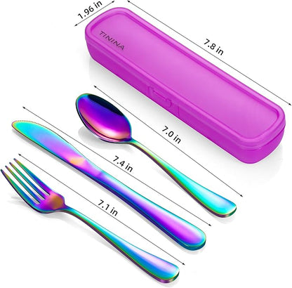 Travel Utensils with Case, 4-Piece Stainless Steel Portable Cutlery Set - Image 5