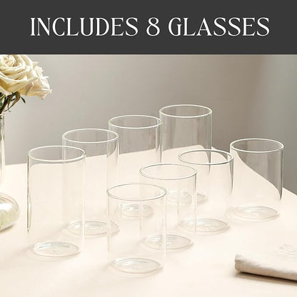 Stone Lain Celina Drinking Glasses Set of 8 – 4 Tall 16.9 oz & 4 Short 12 oz - Image 4