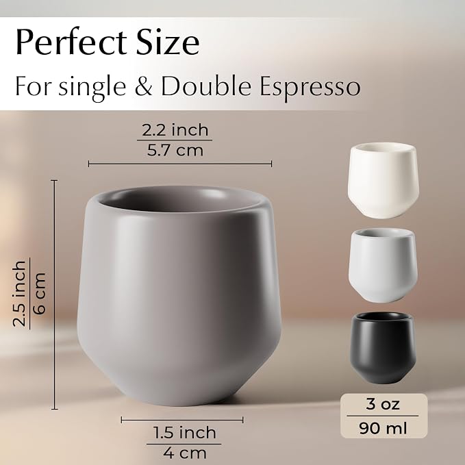 MIAMIO - Espresso Cups Set of 4, Ceramic - Luxe | Ceramic espresso cups - Image 3