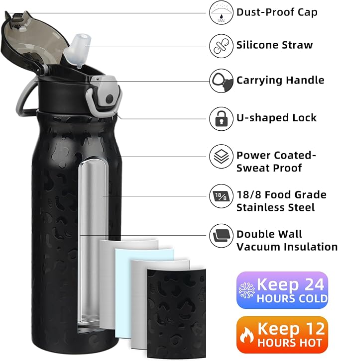 BJPKPK 25 oz Insulated Water Bottle, Stainless Steel Flask | Leak Proof Locking - Image 2