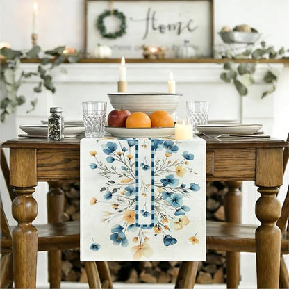 Bloom Flowers Floral Weeds Spring Table Runner, Elegant Farmhouse Decor | - Image 3