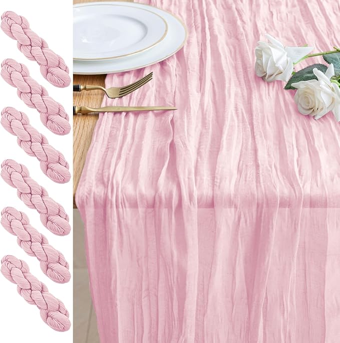 Cheesecloth Table Runner 10FT 6Pcs Blushing Pink Boho Gauze Runners | Cheese by Xiomot