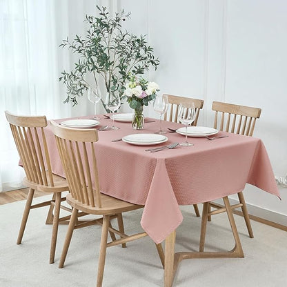 maxmill Square Tablecloth Weaved Texture Stain Resistant Waterproof Wrinkle Free Washable Soft Table Cloth, Decorative Fabric Table Cover for Dining Room Dinner Parties, 52 x 52 Inch, Pale Blush