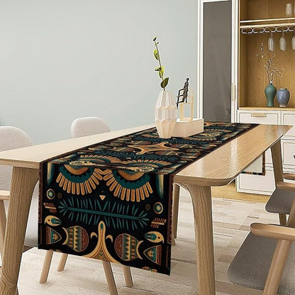 Vintage Ancient Egypt Table Runner Ethnic Old Egyptian Floral Geometric - Image 2