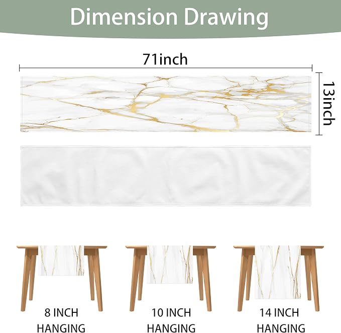 White Gold Table Runner Marble Linen Table Runners, Long Coffee Dresser Runners - Image 6