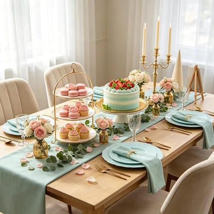 60pcs Mint Green Plastic Plates - Image 3