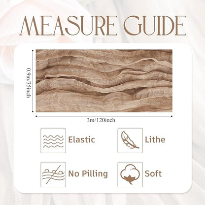 Cheesecloth Table Runner Nude Brown 10FT Boho Gauze, 6 Pack | 120 Inch Cheese - Image 2