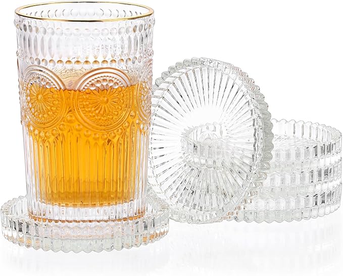 JUXYES Set of 5 Heat-Resistant Clear Glass Coaster by JUXYES