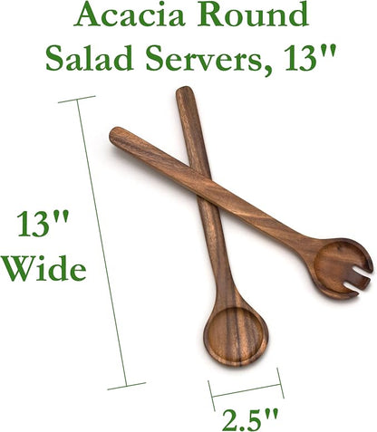 Lipper International Acacia Round Salad Servers, One Pair - Image 2