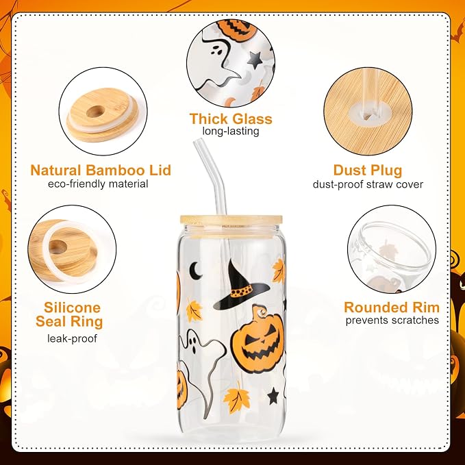 Halloween Pumpkin Ghost Glass Cup - Image 7