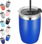 VEGOND Stainless Steel 12 oz Tumblers bulk Vacuum Insulated Double Wall Travel Tumbler with Lid and Straw Reusable Tumbler, Royal Blue 1 Pack