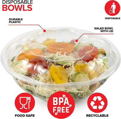 Stock Your Home 24oz Clear Plastic Salad Bowls - Image 3