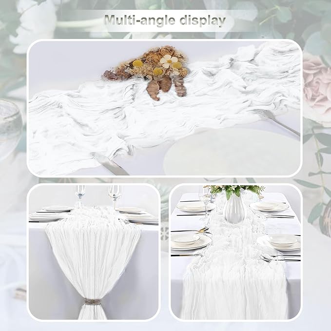 1 Pack White Cheesecloth Table Runner 35x120 Inch 10Ft Rustic Gauze Cheese - Image 4