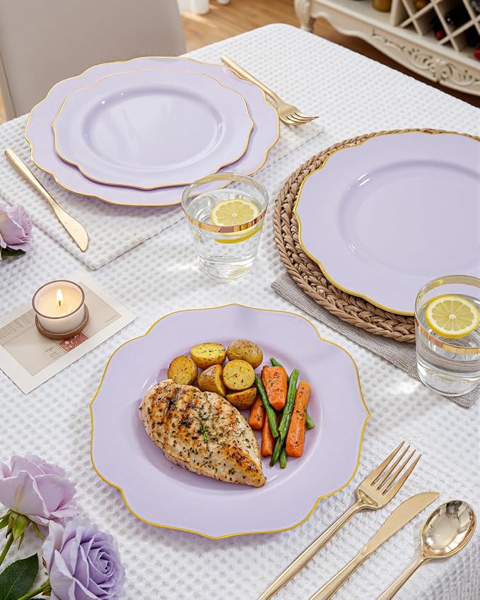 bUCLA 180PCS Purple Plastic Plates - Image 6