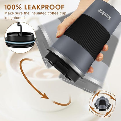 KETIEE Travel Coffee Mug Spill Proof 12oz, Insulated Reusable Coffee Cups - Image 4