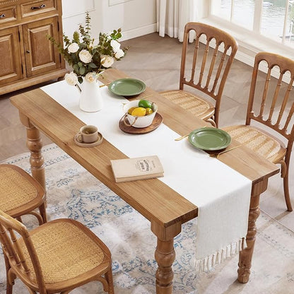 Cotton Linen Table Runner, 13x72 Inch, Off White - Image 6