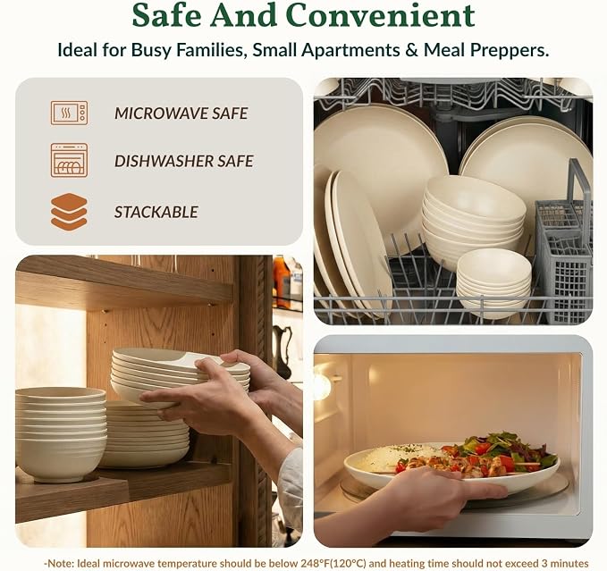 Wheat Straw Dinnerware Sets 40 PCS Plates and Bowls Sets - Image 5