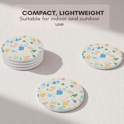 Terrazzo Coasters Set of 6, Colorful Boho Absorbent Ceramic Coasters | Speckled - Image 8