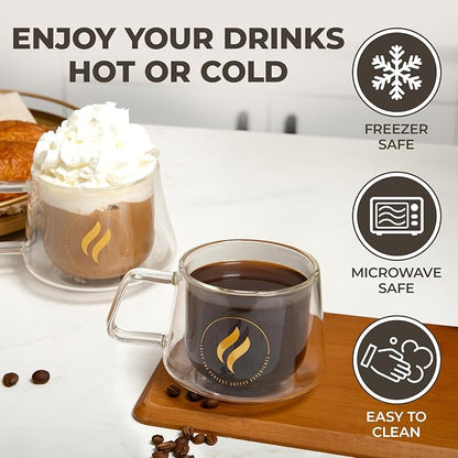 GLORAMA Double Walled Glass Coffee Mugs - 10oz Coffee Mugs - Image 2