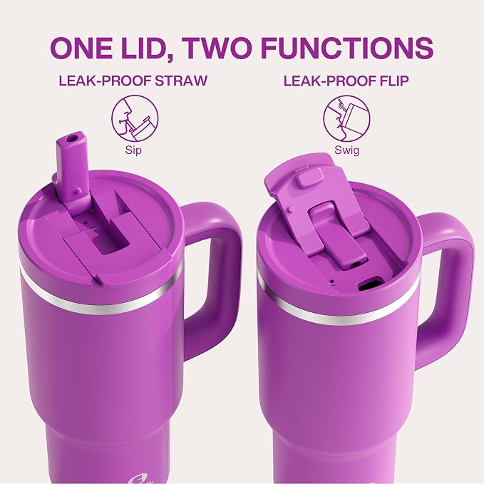 32 oz Tumbler with Handle and Straw: Stainless Steel Insulated Tumbler Keeps - Image 3